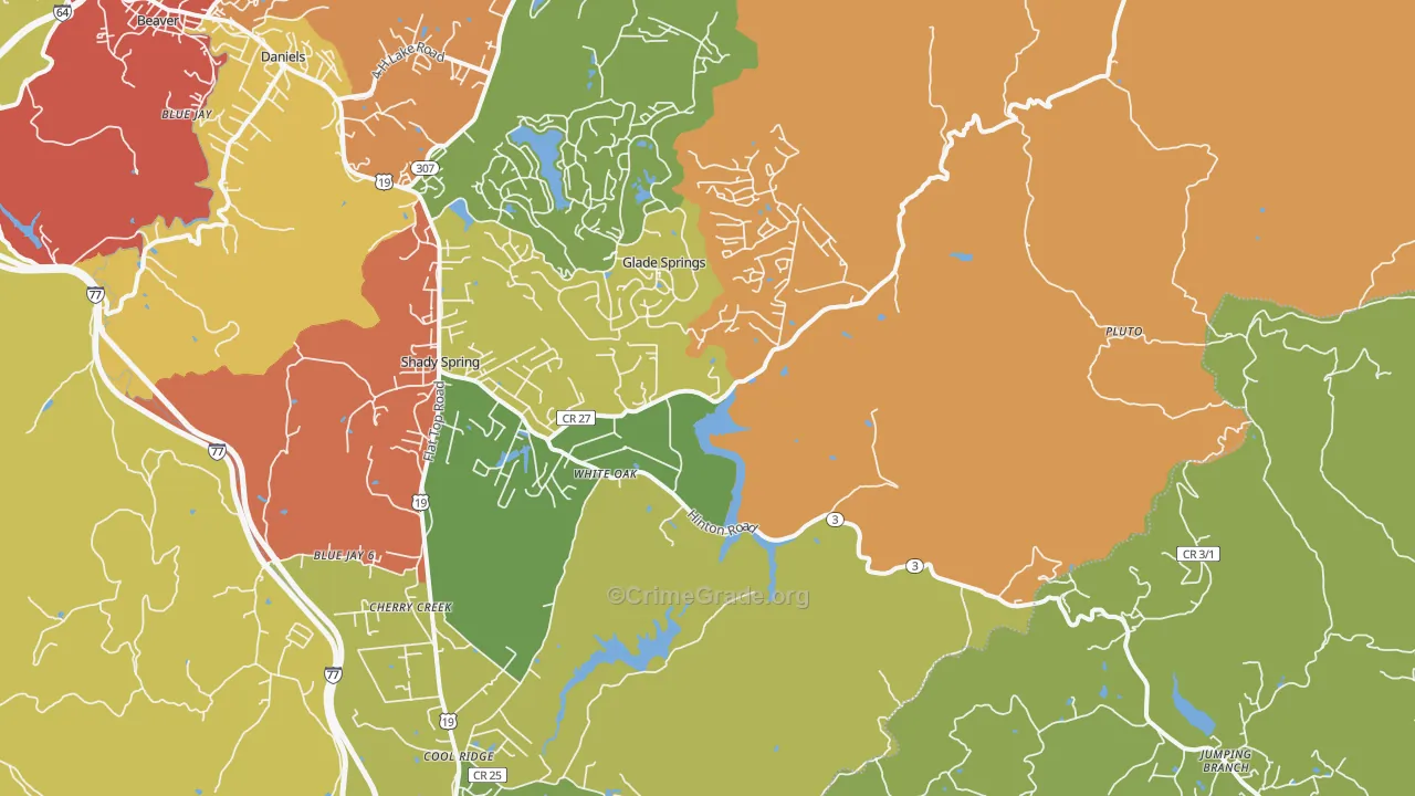 White Oak, WV Map of Burglary Rates