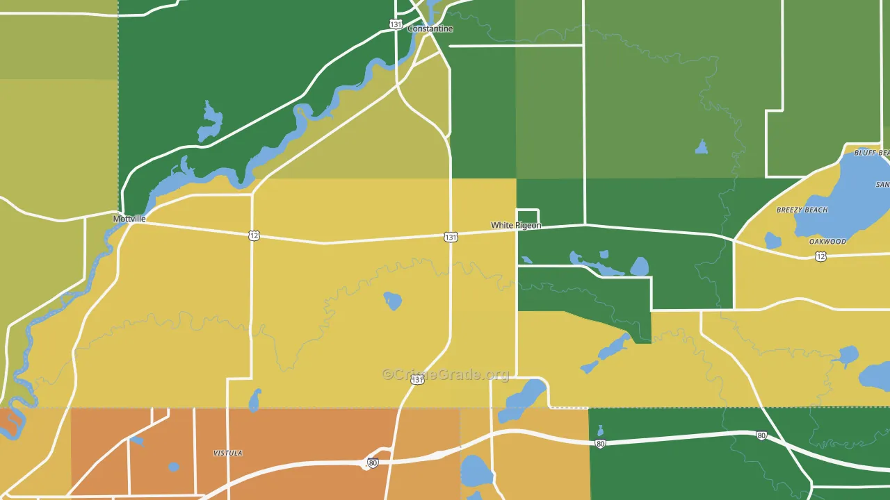 White Pigeon, MI Map of Burglary Rates