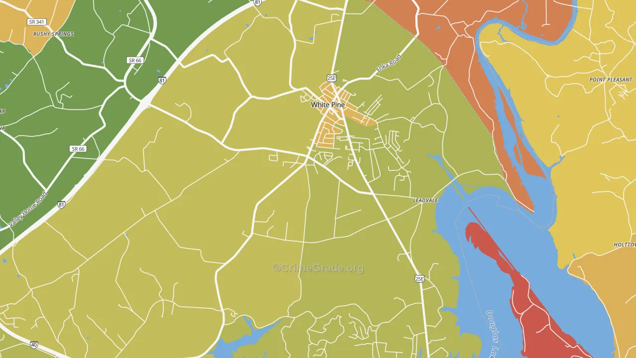 White Pine, TN Map of Burglary Rates