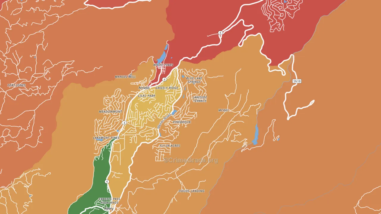 White Pines, CA Map of Burglary Rates