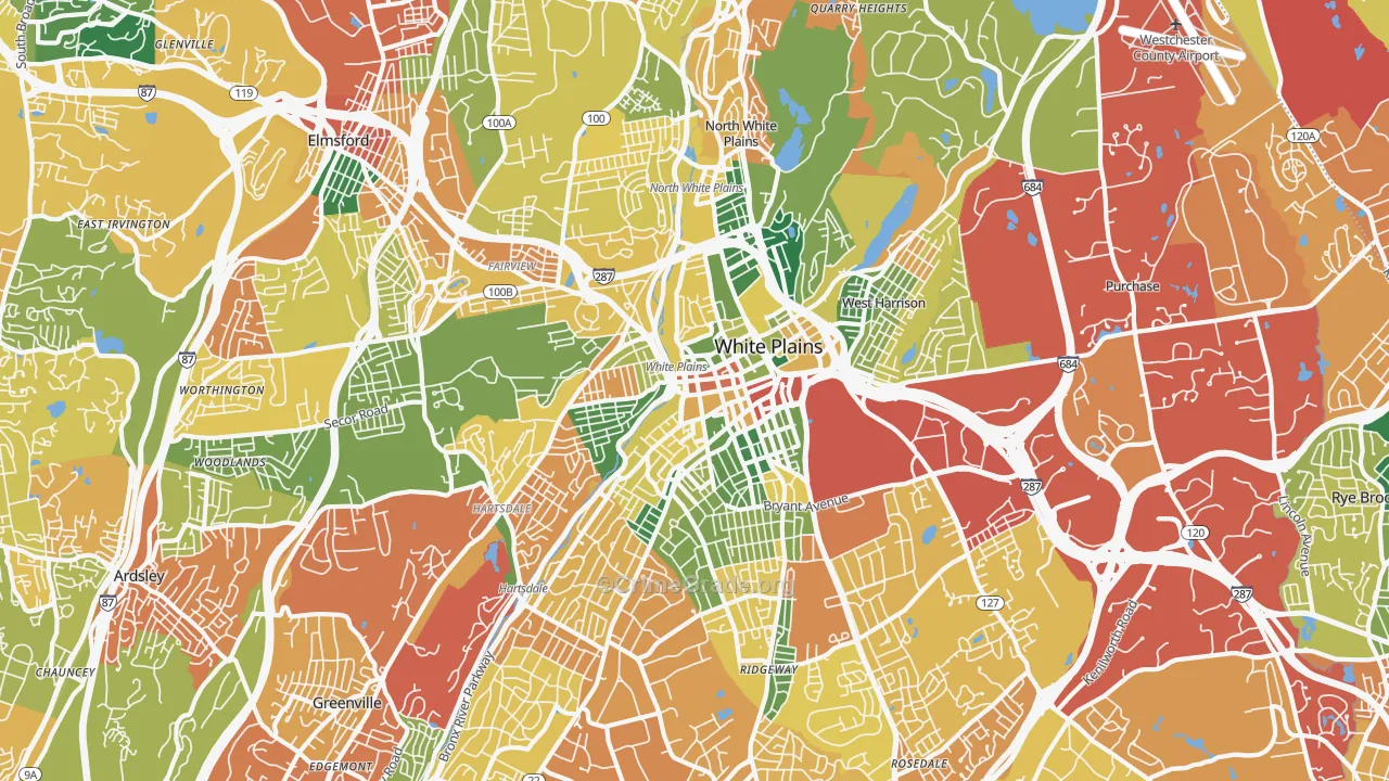White Plains, NY Map of Burglary Rates