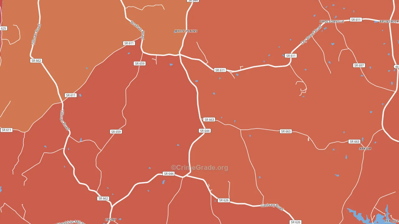 White Plains, VA Map of Burglary Rates