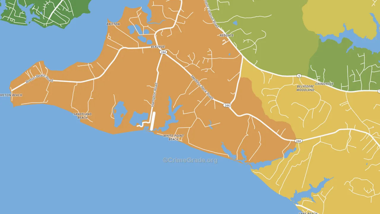 White Point Beach, MD Map of Burglary Rates