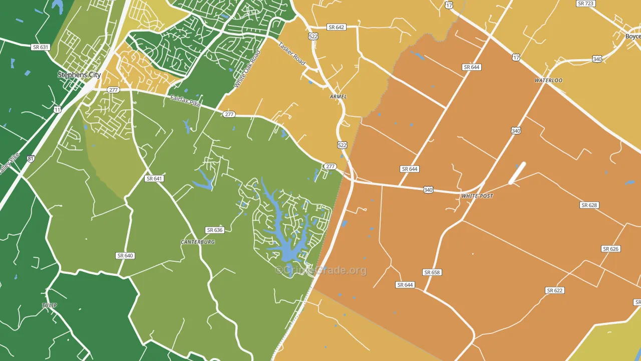 White Post, VA Map of Burglary Rates