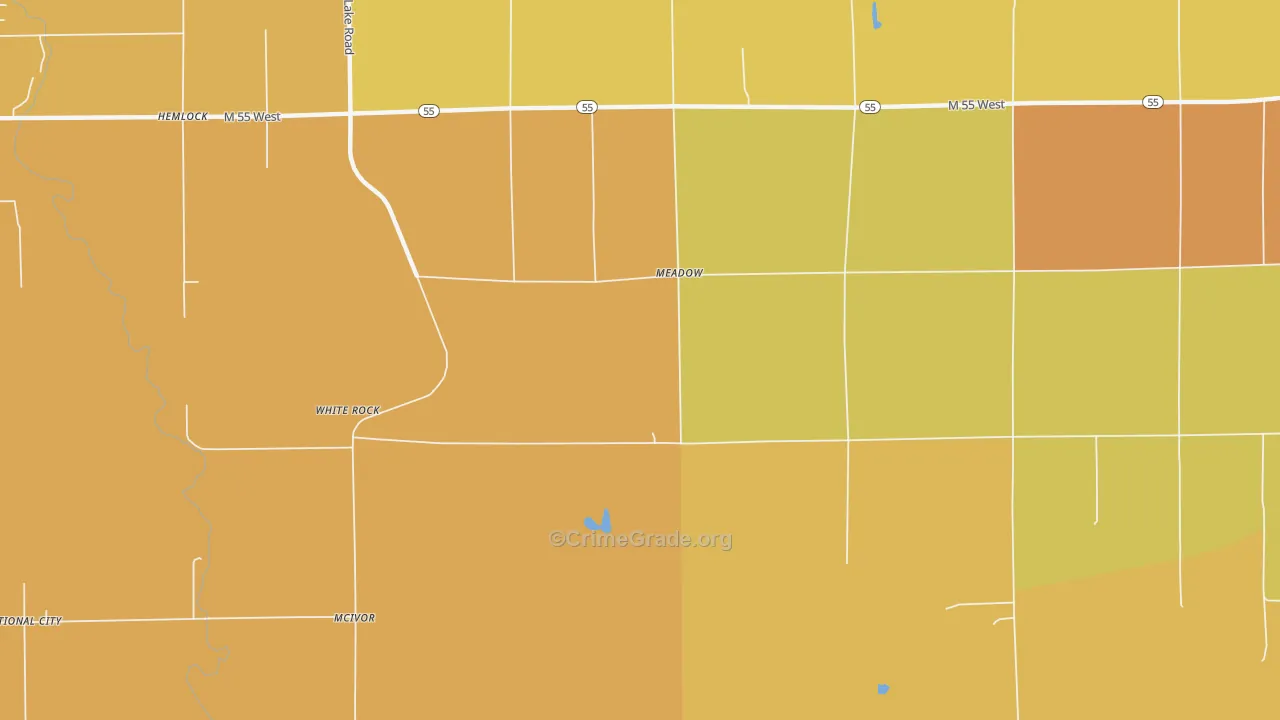 White Rock, MI Map of Burglary Rates