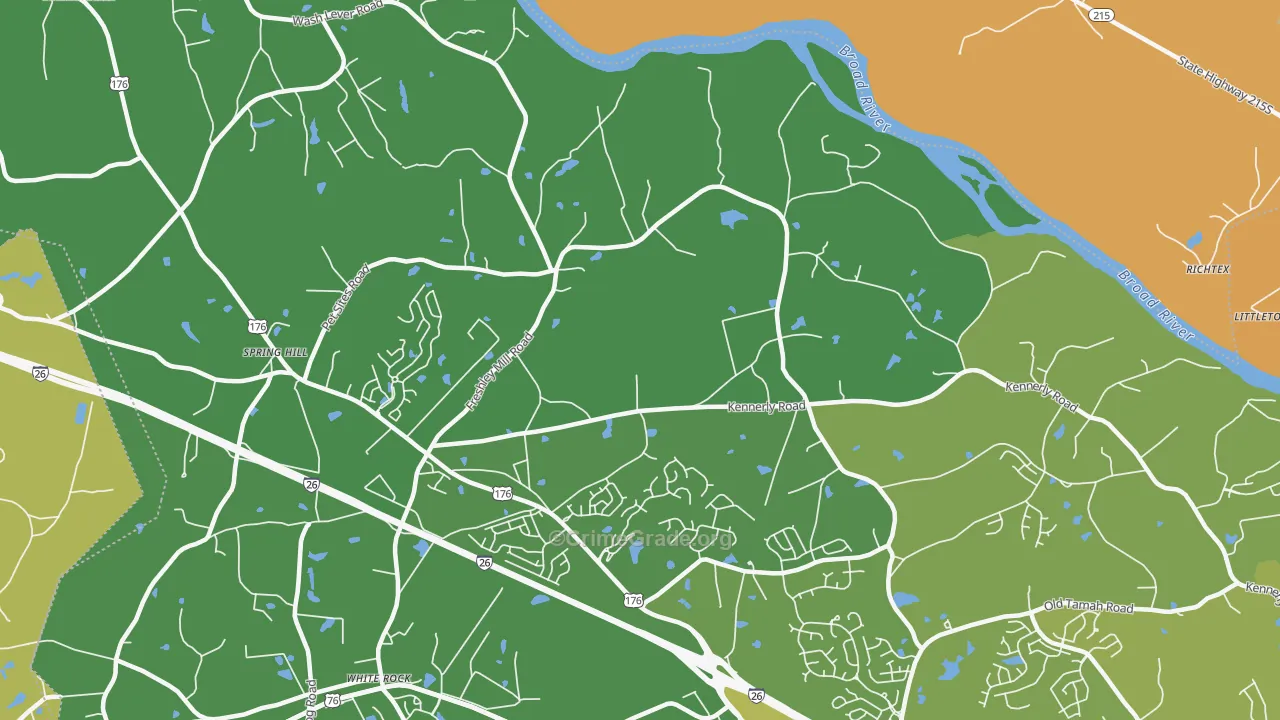 White Rock, SC Map of Burglary Rates