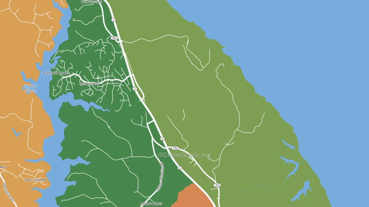 White Sands, MD Map of Burglary Rates
