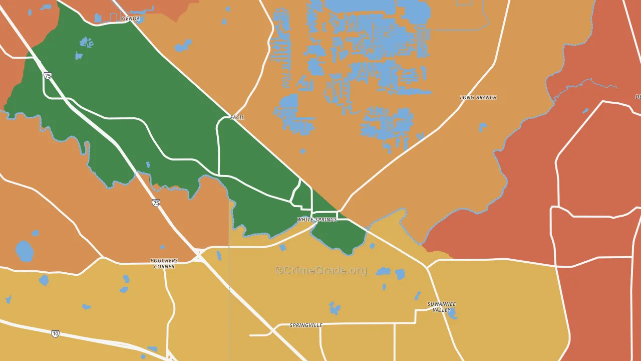 White Springs, FL Map of Burglary Rates