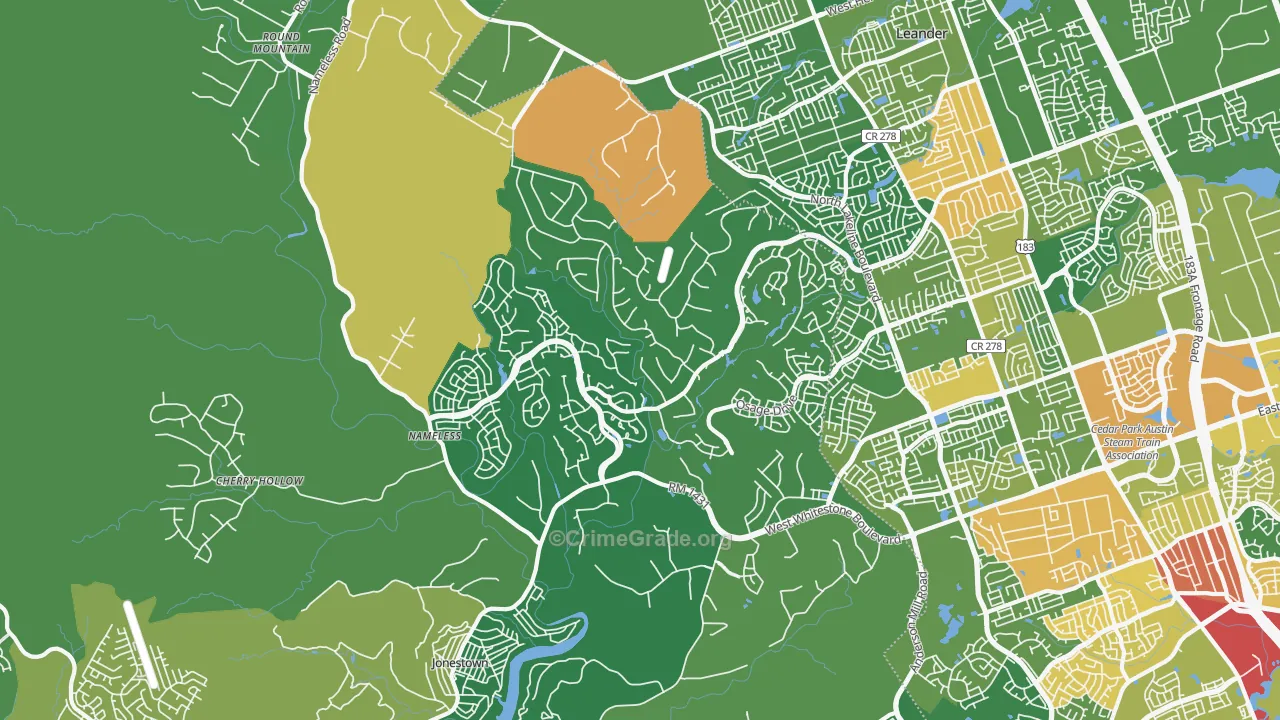 White Stone, TX Map of Burglary Rates