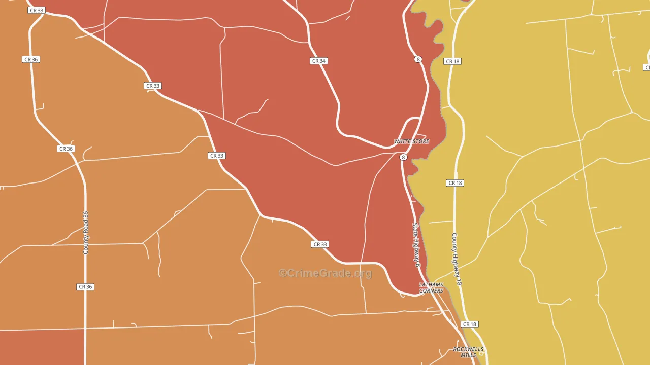 White Store, NY Map of Burglary Rates