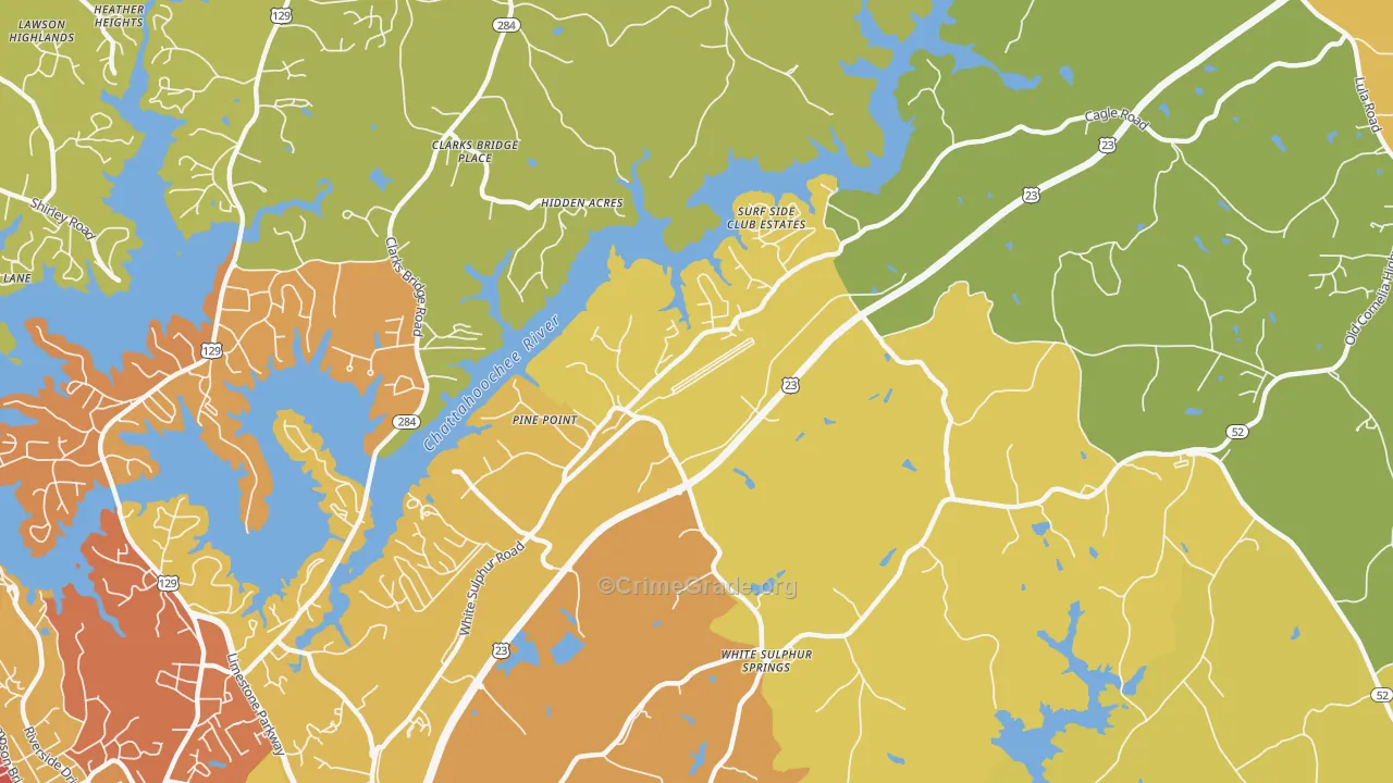 White Sulphur, GA Map of Burglary Rates