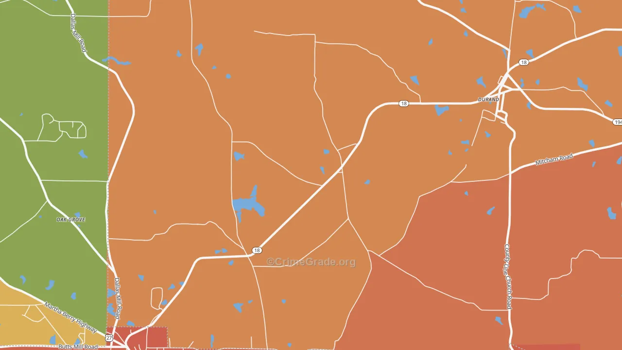 White Sulphur Springs, GA Map of Burglary Rates