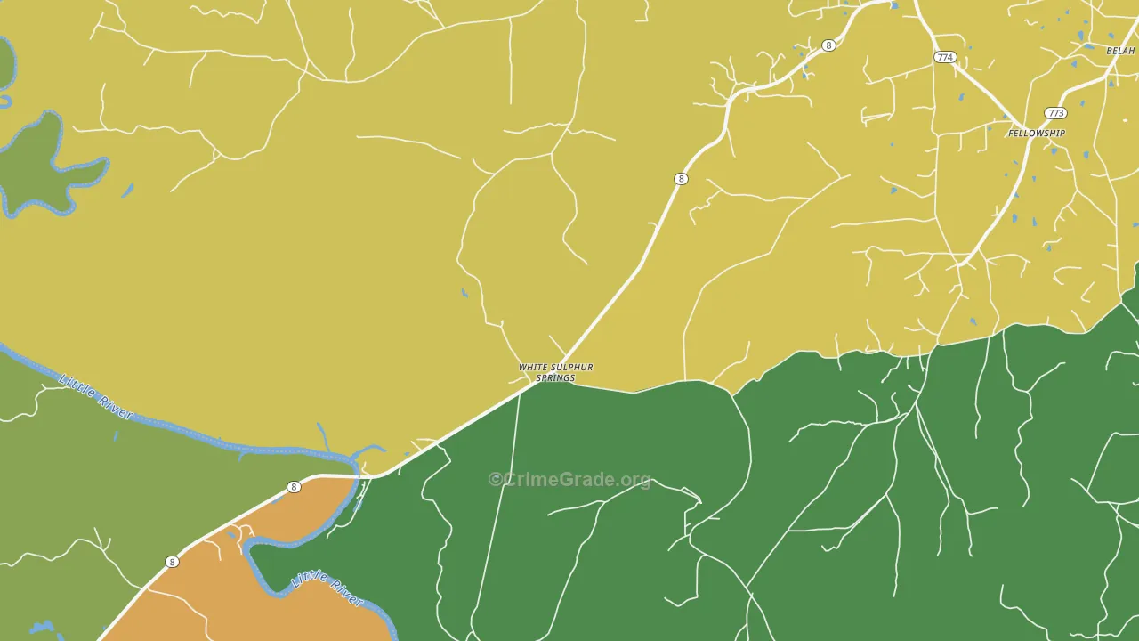 White Sulphur Springs, LA Map of Burglary Rates