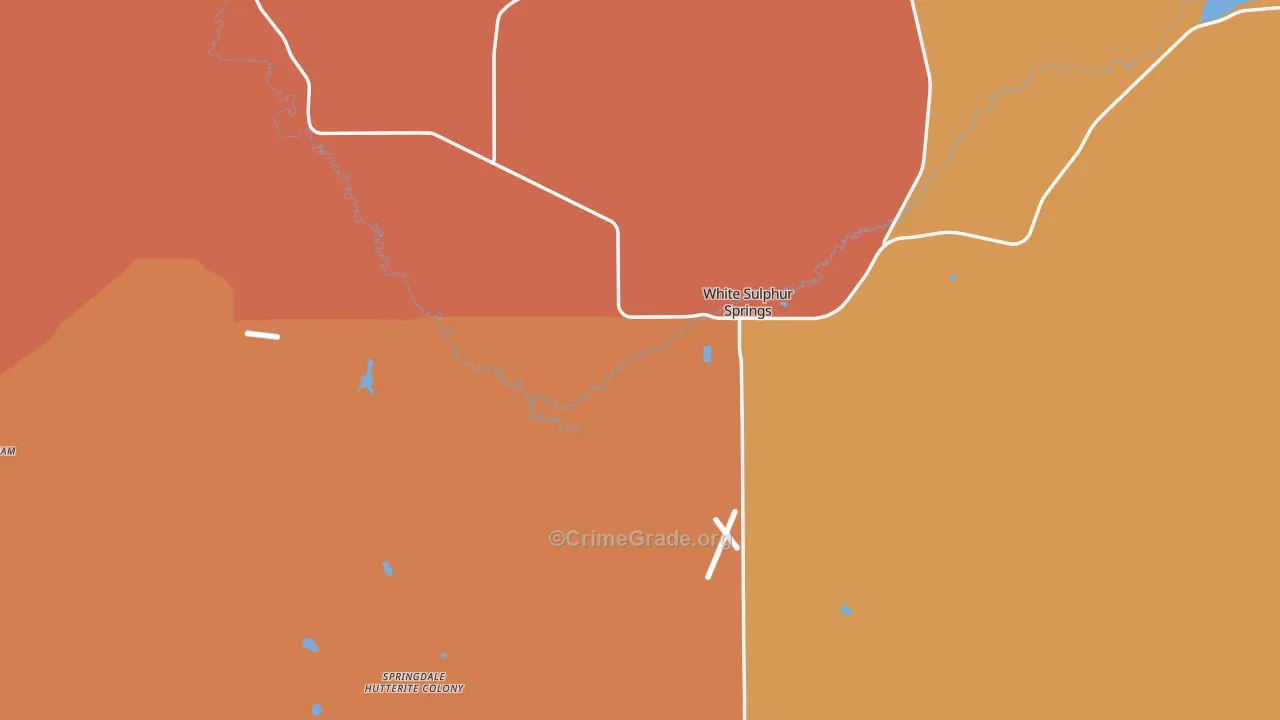 White Sulphur Springs, MT Map of Burglary Rates