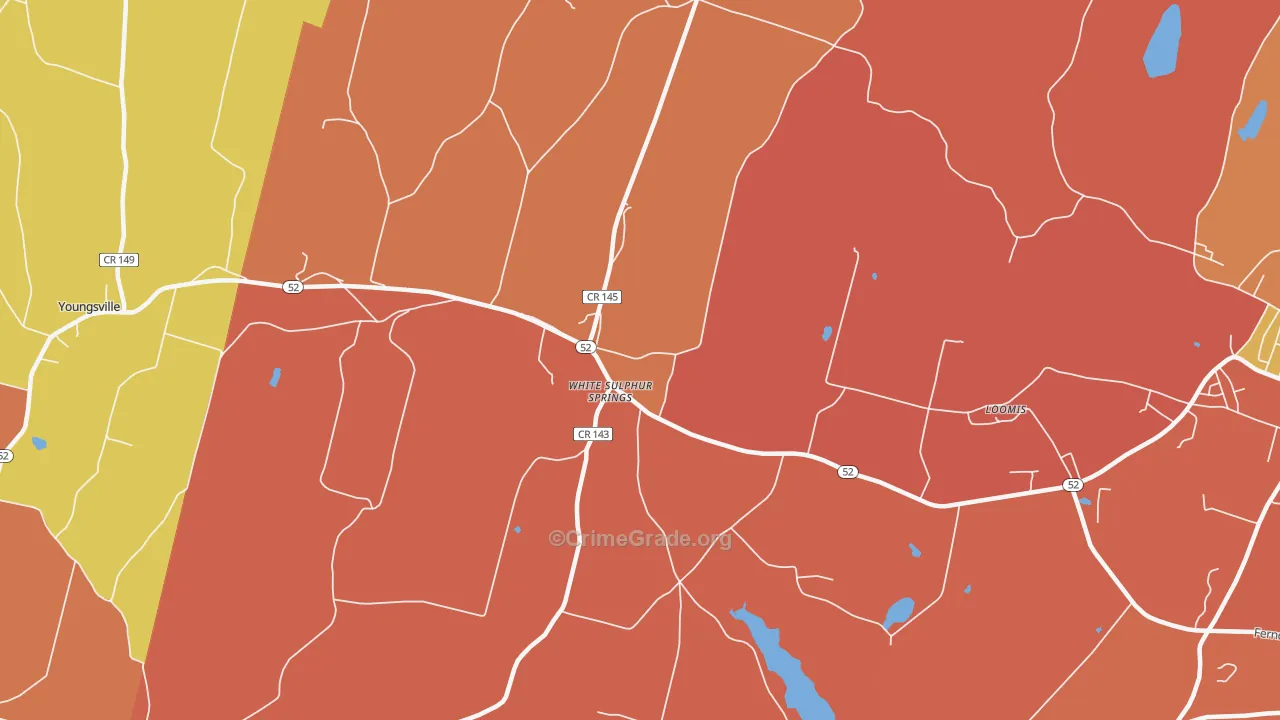 White Sulphur Springs, NY Map of Burglary Rates