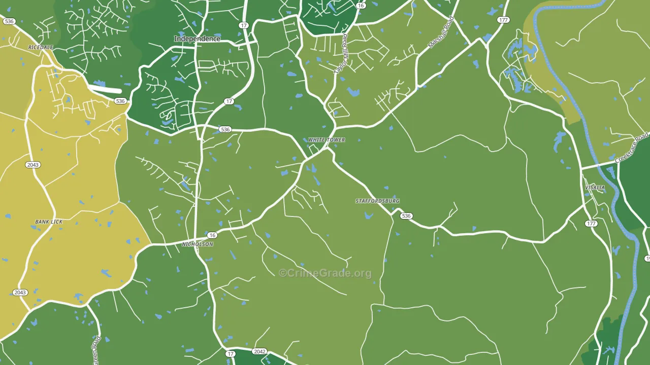 White Tower, KY Map of Burglary Rates