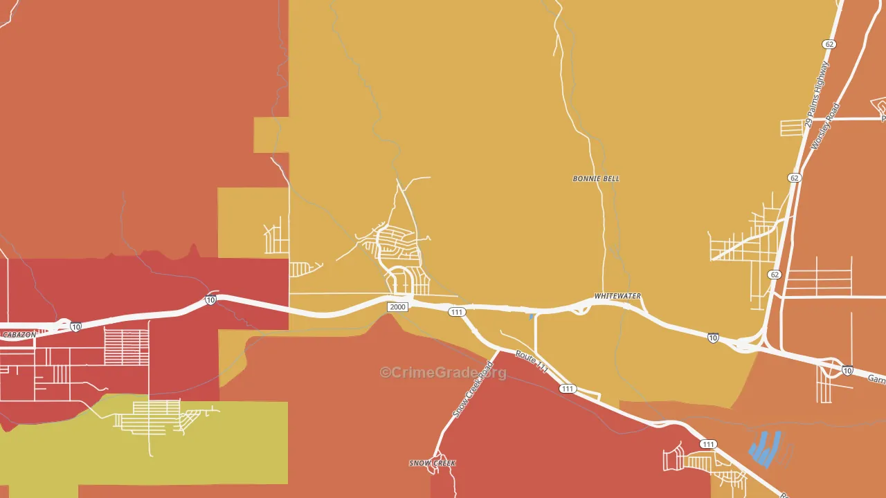 White Water, CA Map of Burglary Rates
