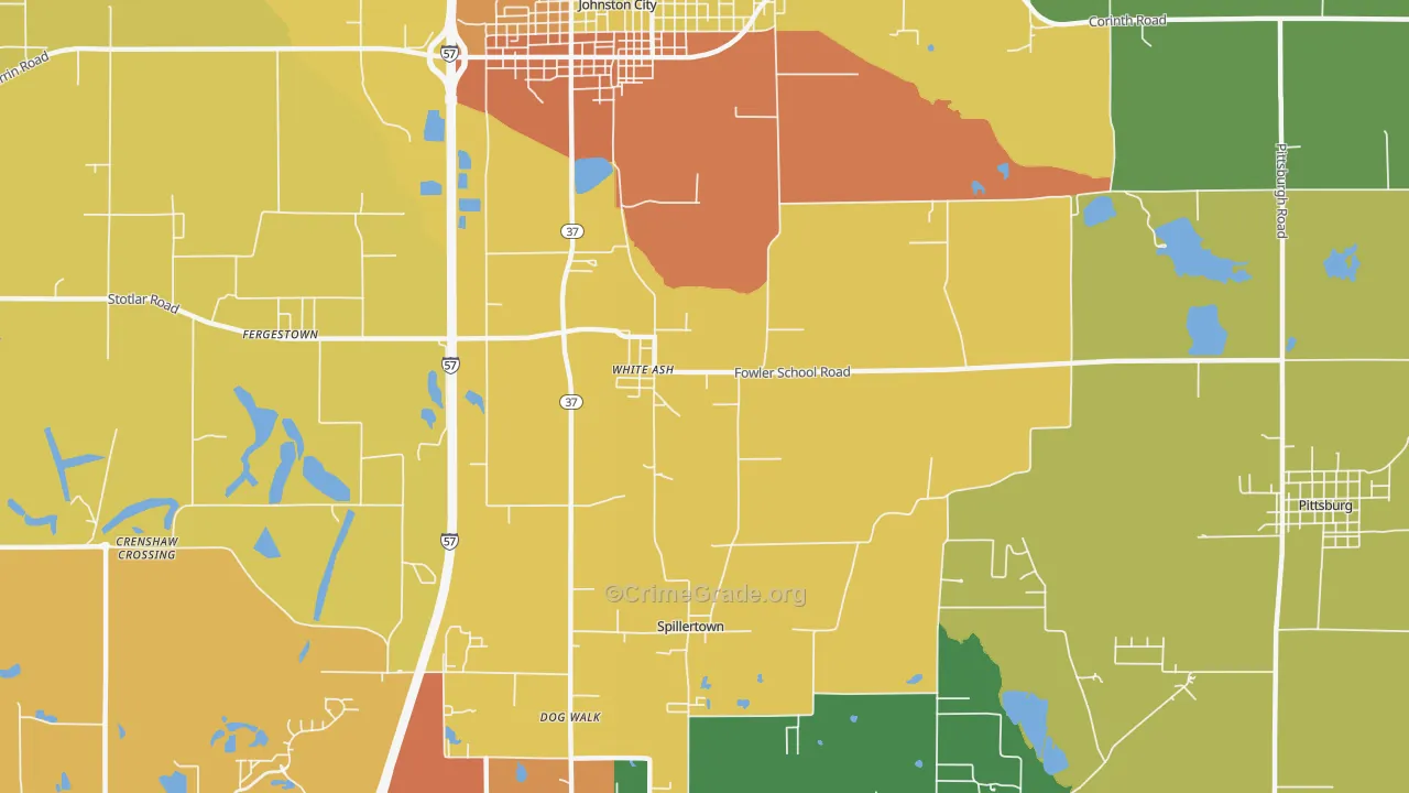 Whiteash, IL Map of Burglary Rates