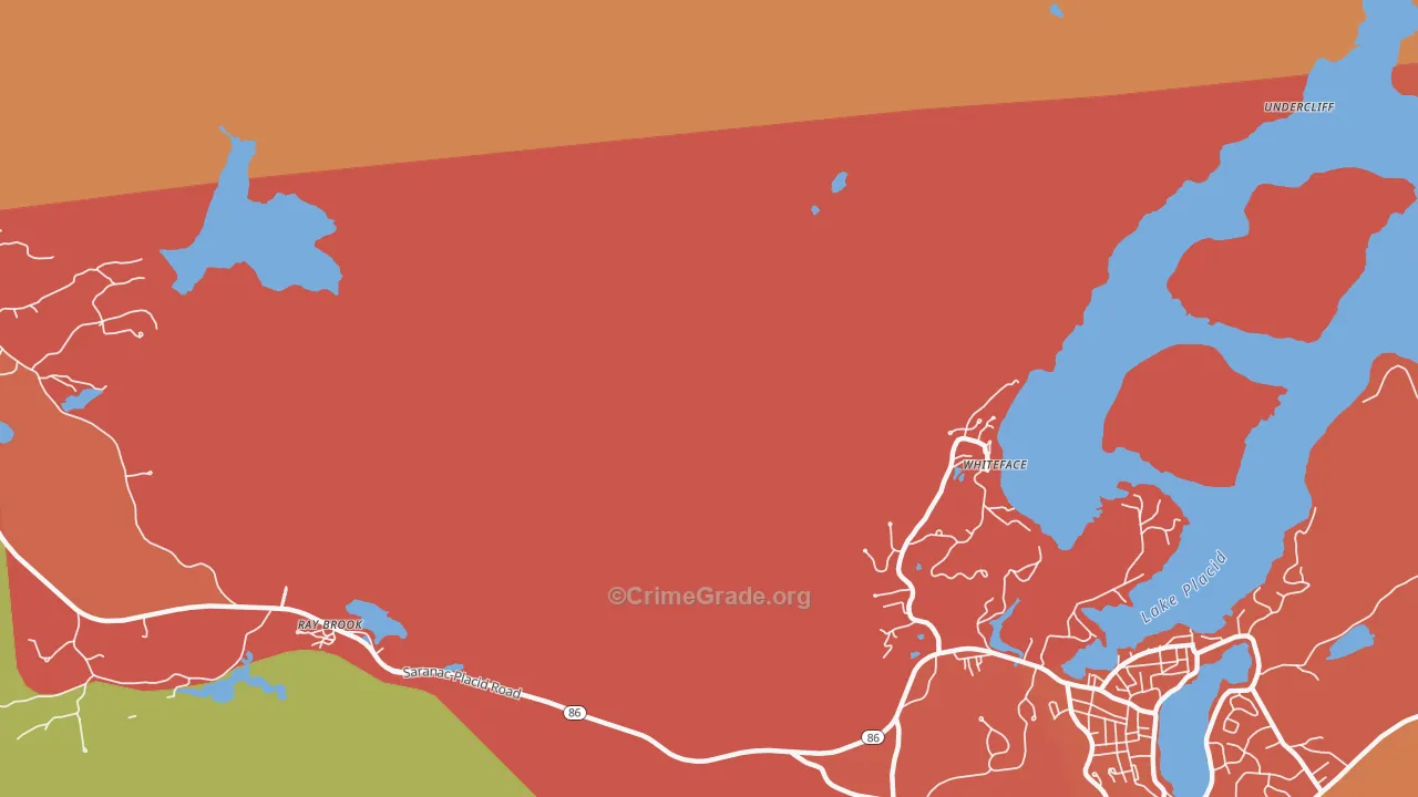 Whiteface, NY Map of Burglary Rates