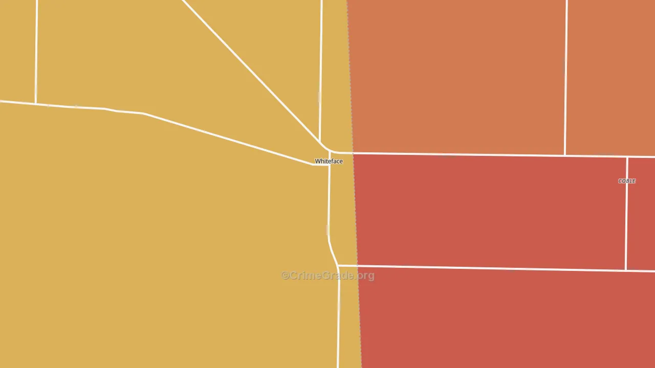 Whiteface, TX Map of Burglary Rates