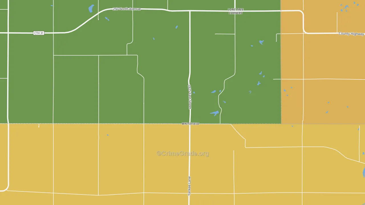 Whitefield, IL Map of Burglary Rates