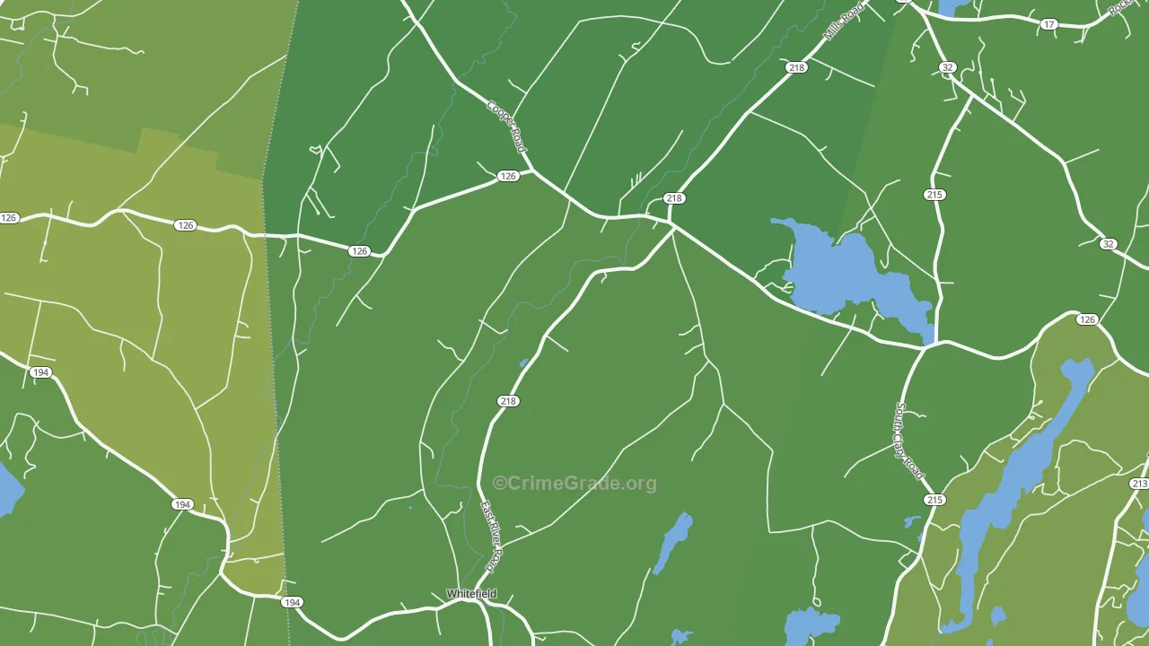 Whitefield, ME Map of Burglary Rates