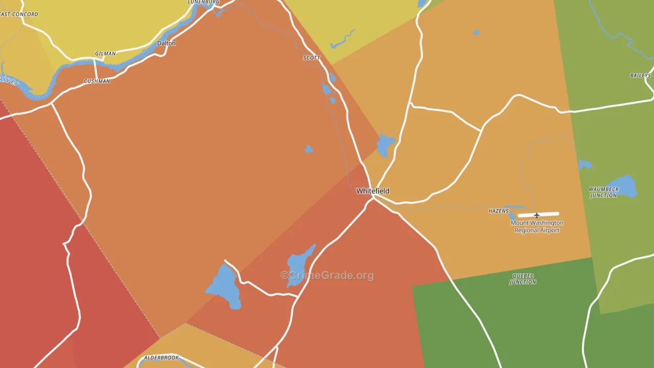 Whitefield, NH Map of Burglary Rates
