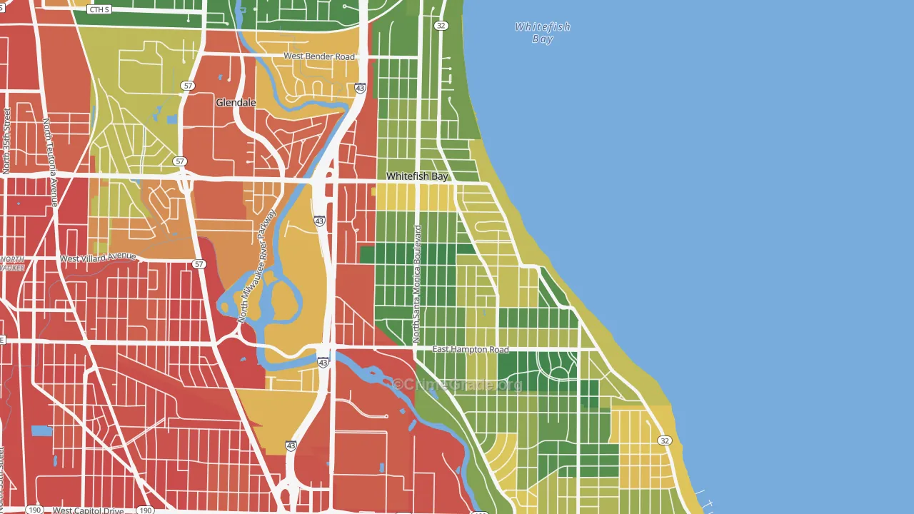 Whitefish Bay, WI Map of Burglary Rates
