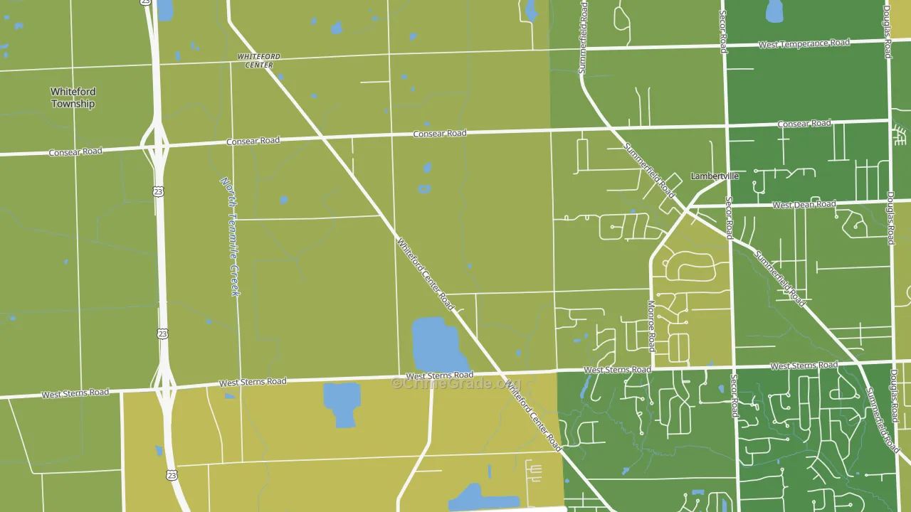Whiteford Center, MI Map of Burglary Rates
