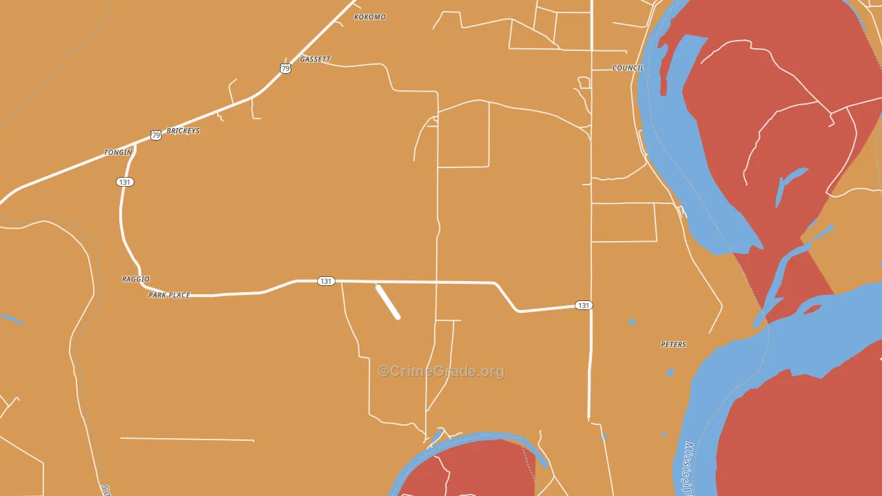 Whitehall, AR Map of Burglary Rates