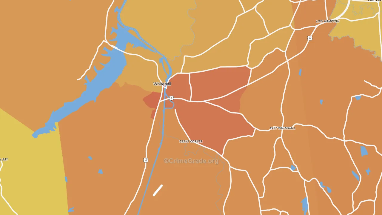 Whitehall, NY Map of Burglary Rates