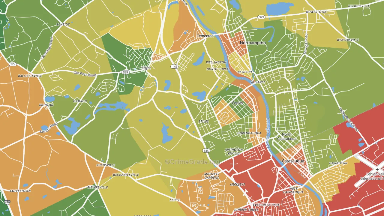 Whitehall, PA Map of Burglary Rates