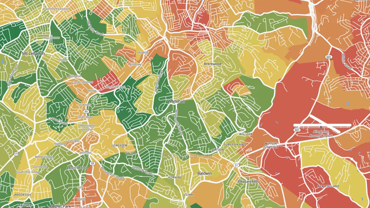 whitehall, Pittsburgh, PA Map of Burglary Rates