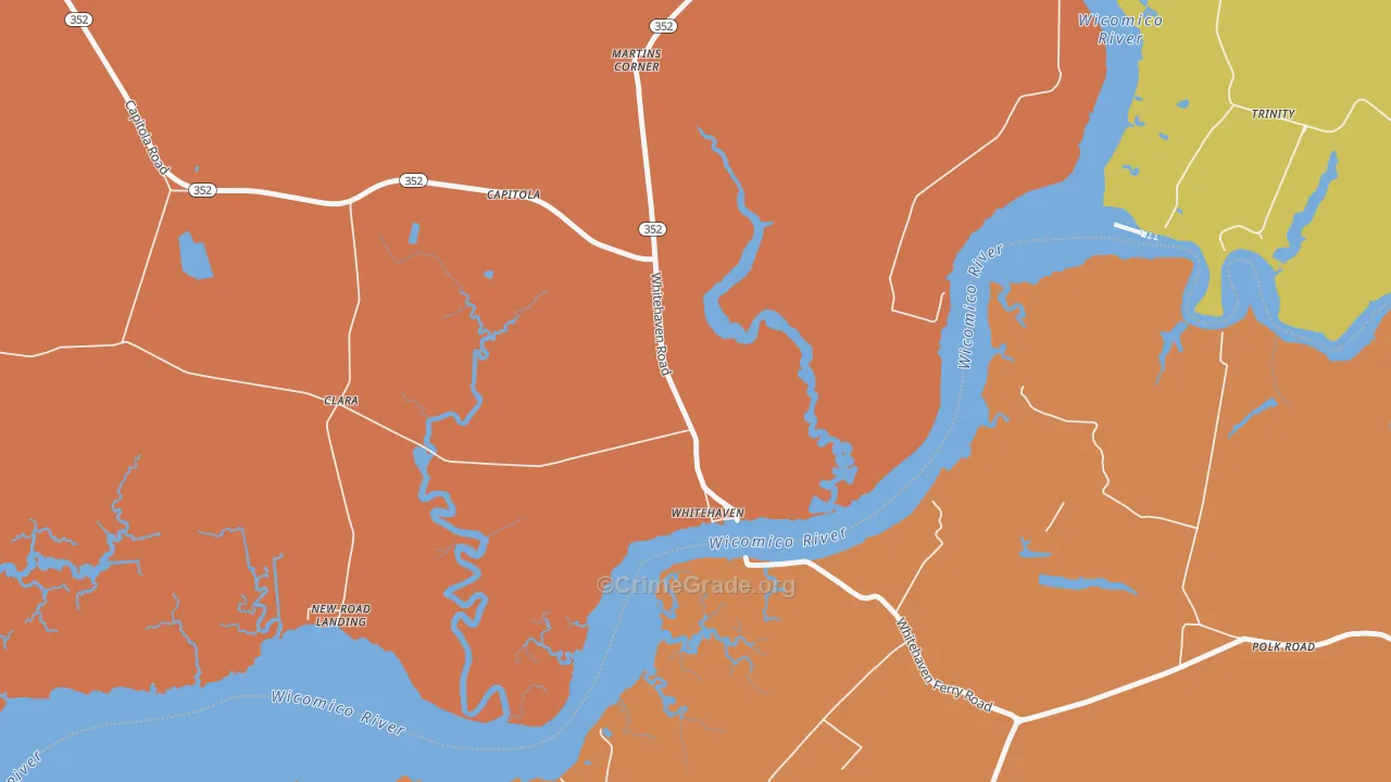 Whitehaven, MD Map of Burglary Rates