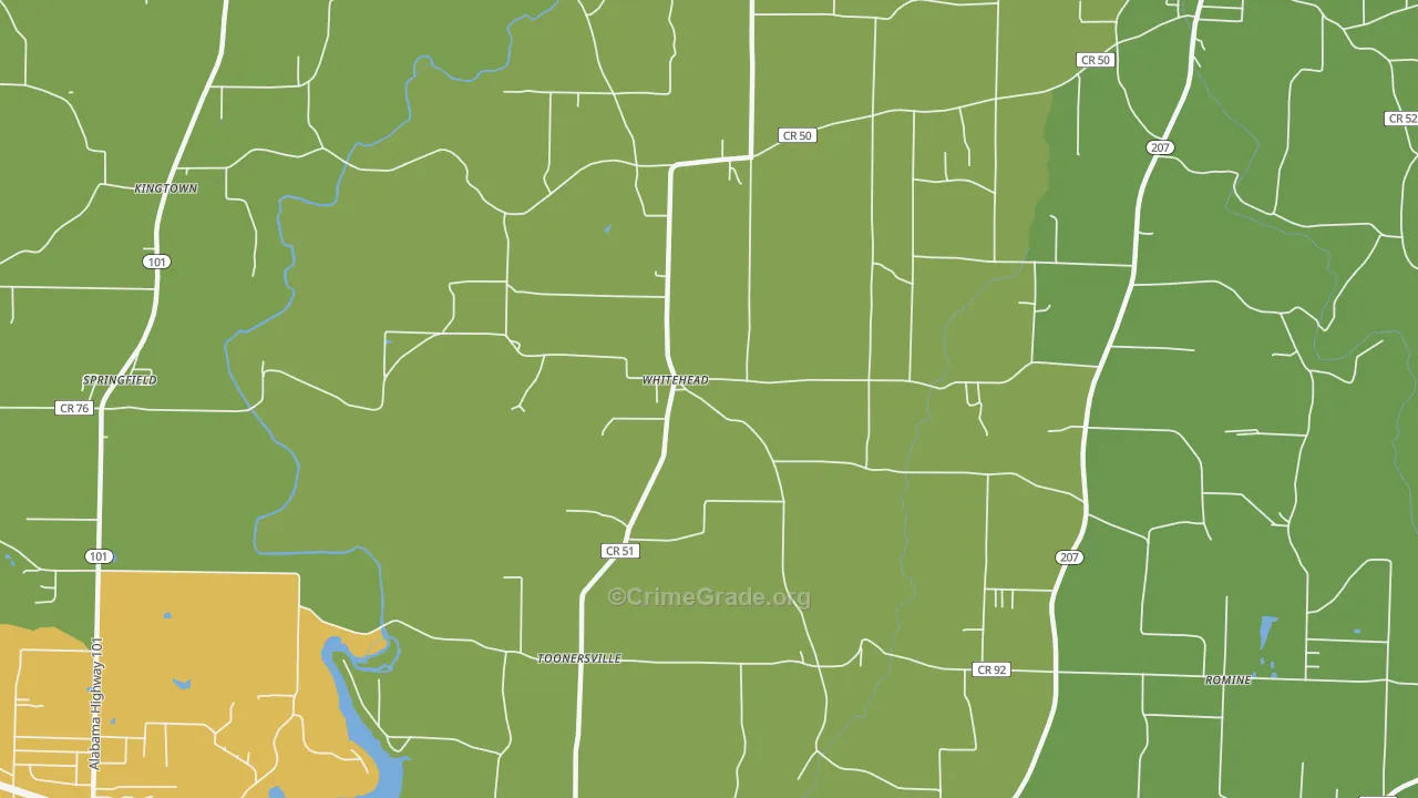 Whitehead, AL Map of Burglary Rates