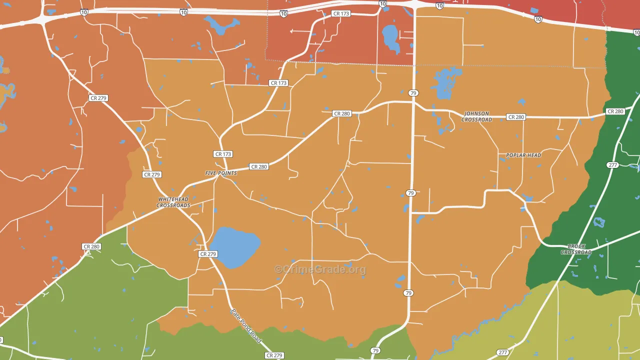 Whitehead Crossroads, FL Map of Burglary Rates