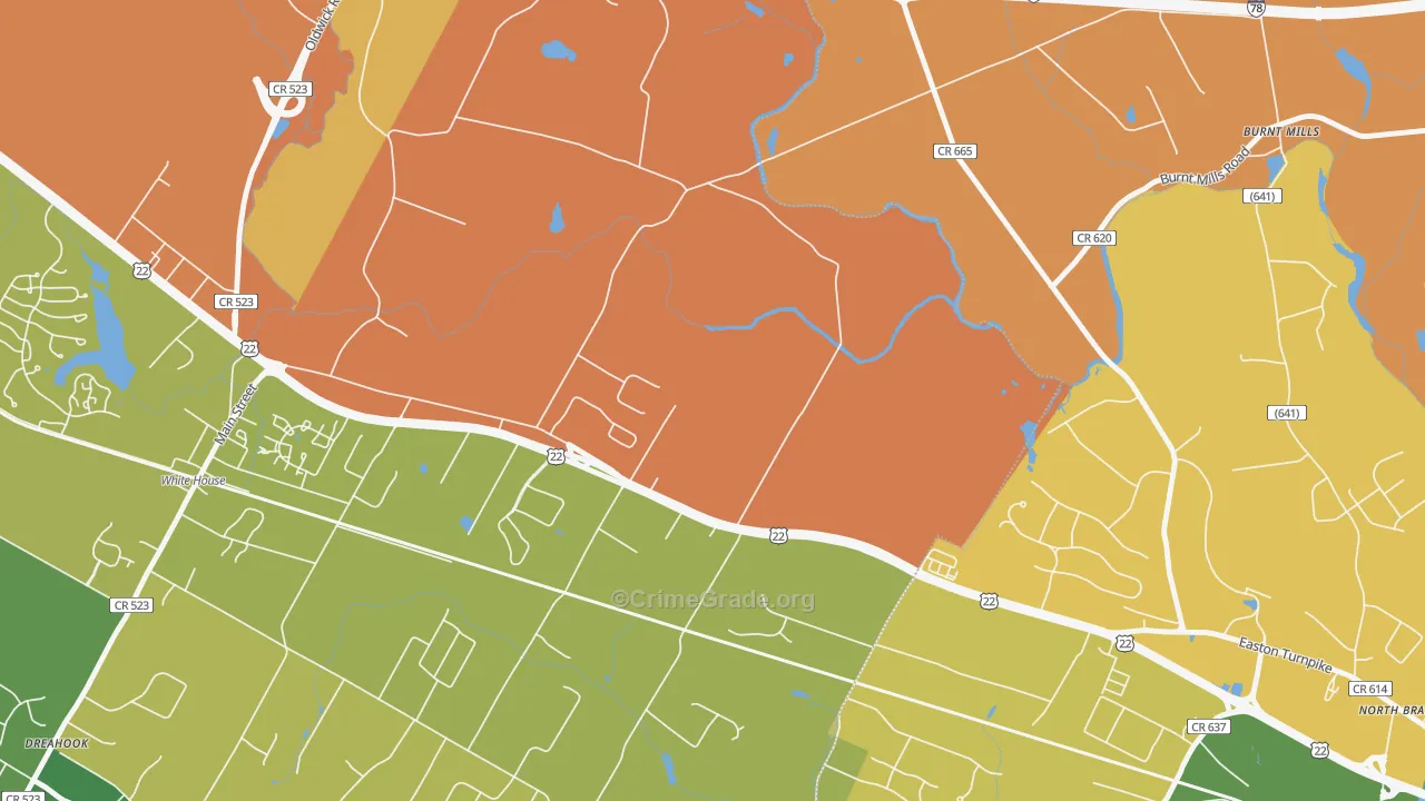 Whitehouse, NJ Map of Burglary Rates