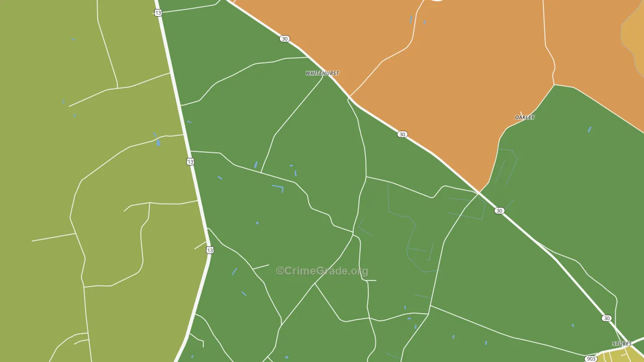 Whitehurst, NC Map of Burglary Rates