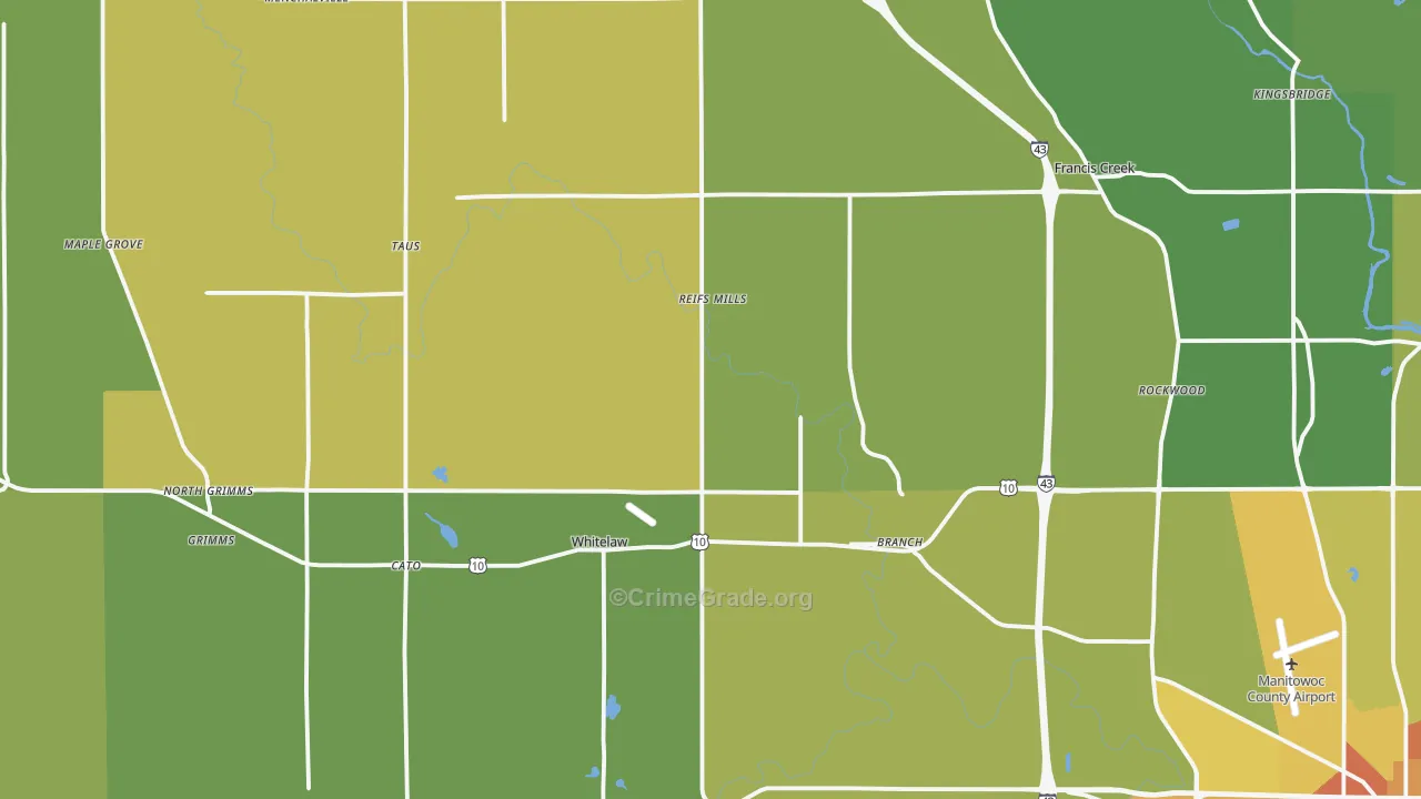 Whitelaw, WI Map of Burglary Rates