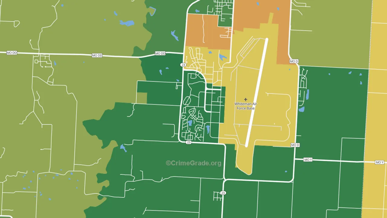 Whiteman AFB, MO Map of Burglary Rates