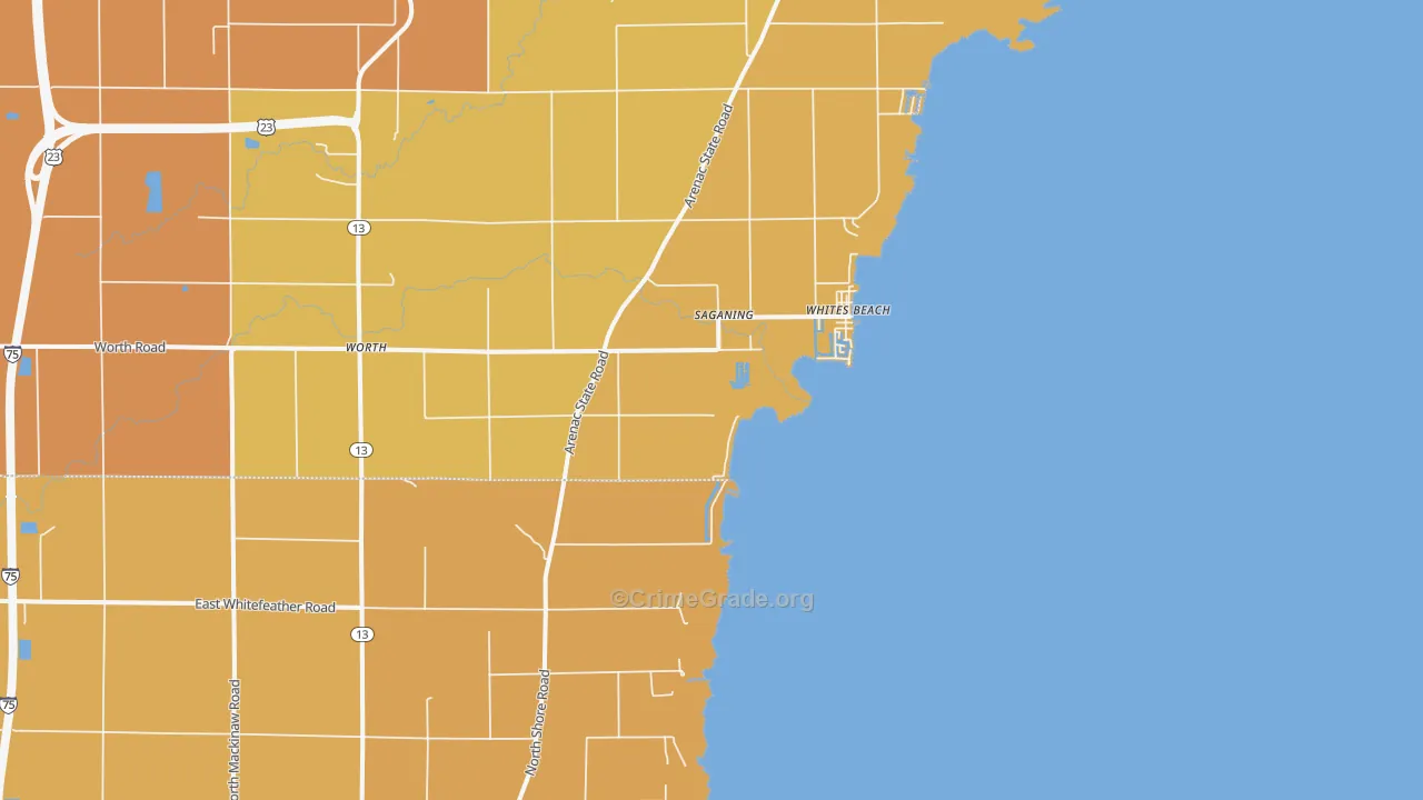 Whites Beach, MI Map of Burglary Rates
