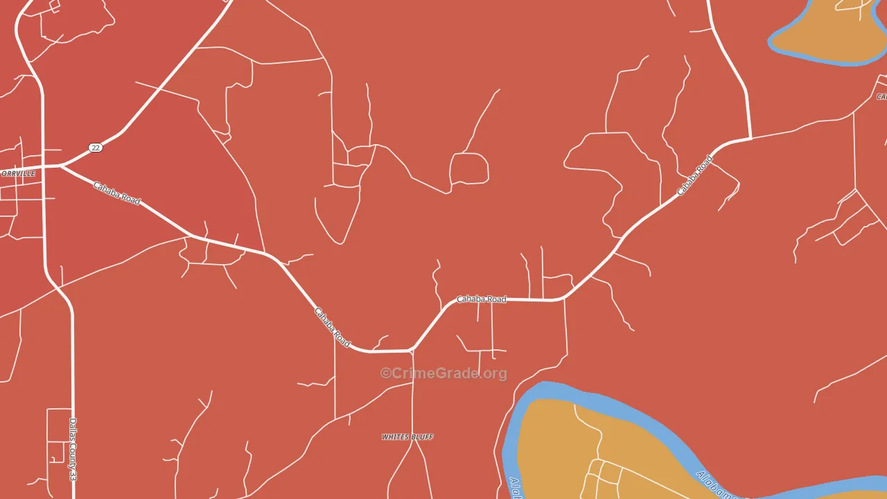 Whites Bluff, AL Map of Burglary Rates