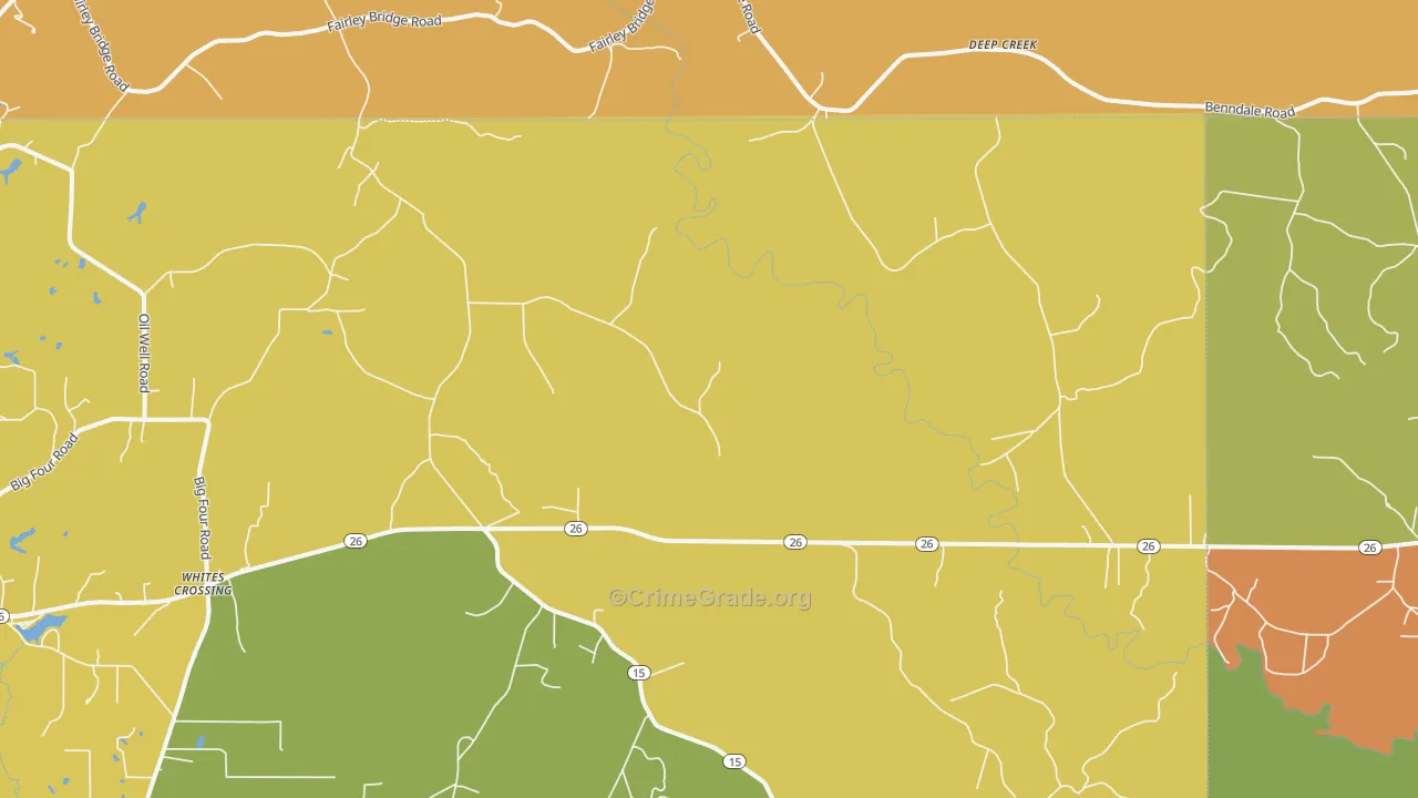 Whites Crossing, MS Map of Burglary Rates