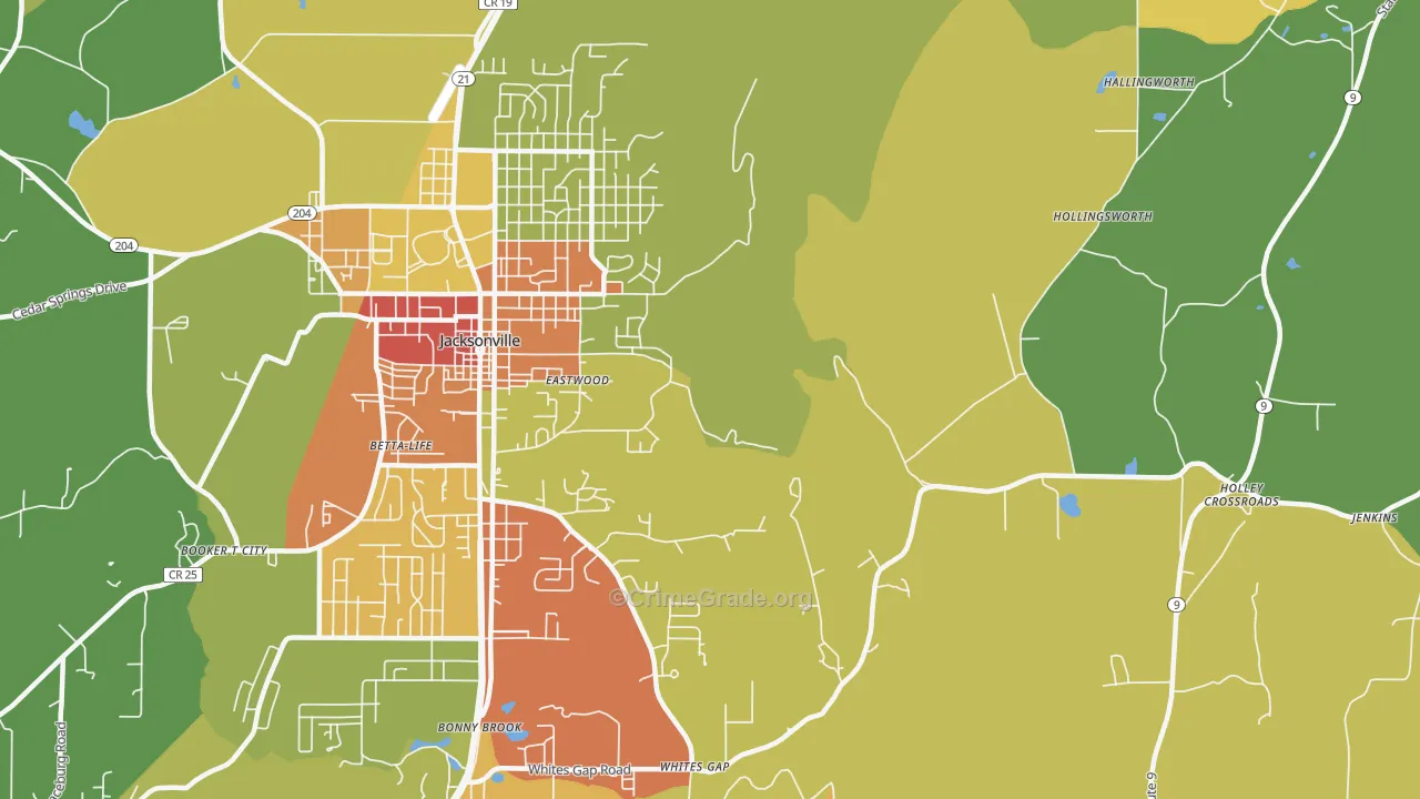 Whites Gap, AL Map of Burglary Rates