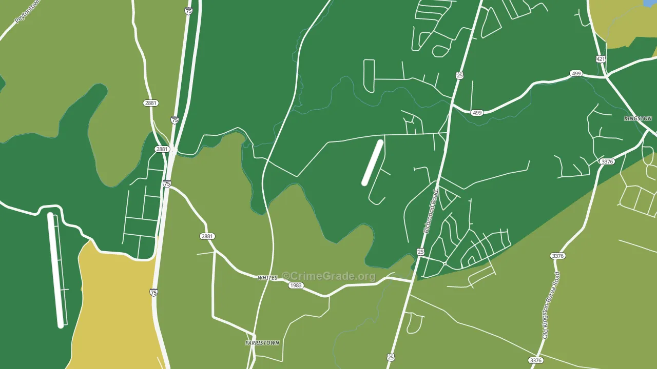 Whites, KY Map of Burglary Rates