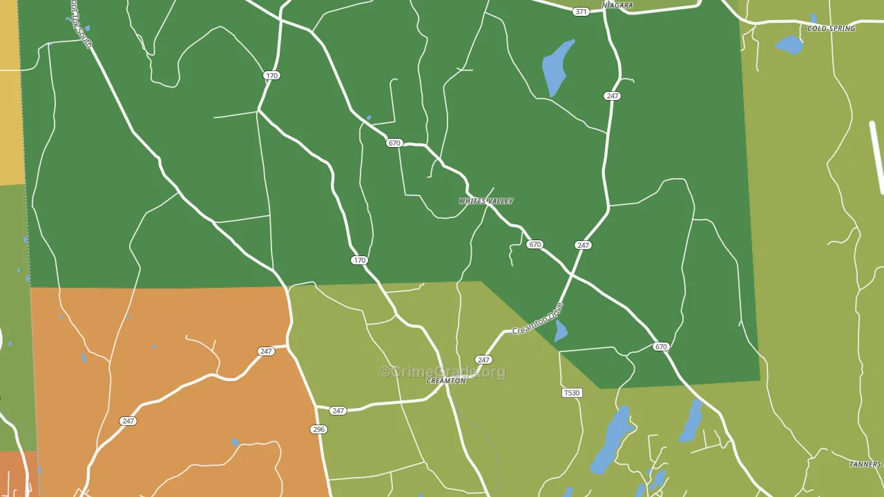 Whites Valley, PA Map of Burglary Rates
