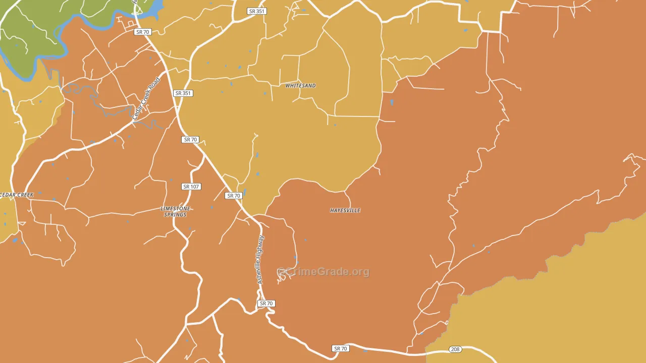 Whitesand, TN Map of Burglary Rates