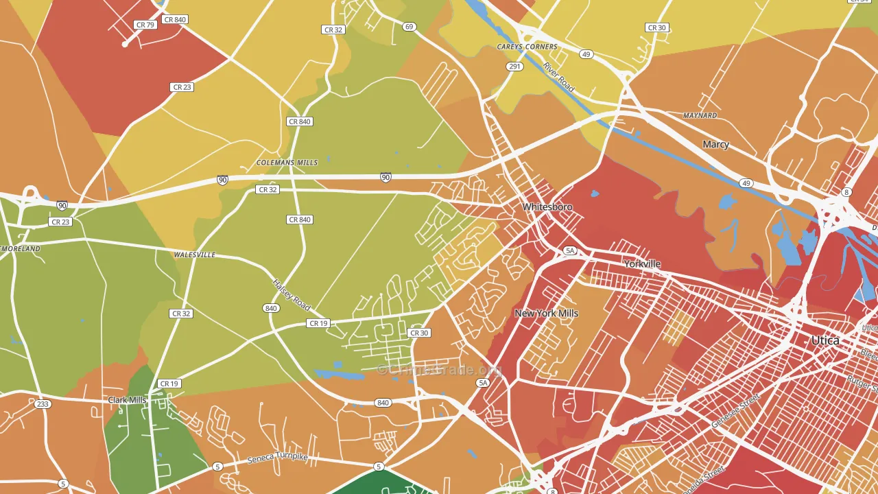 Whitesboro, NY Map of Burglary Rates