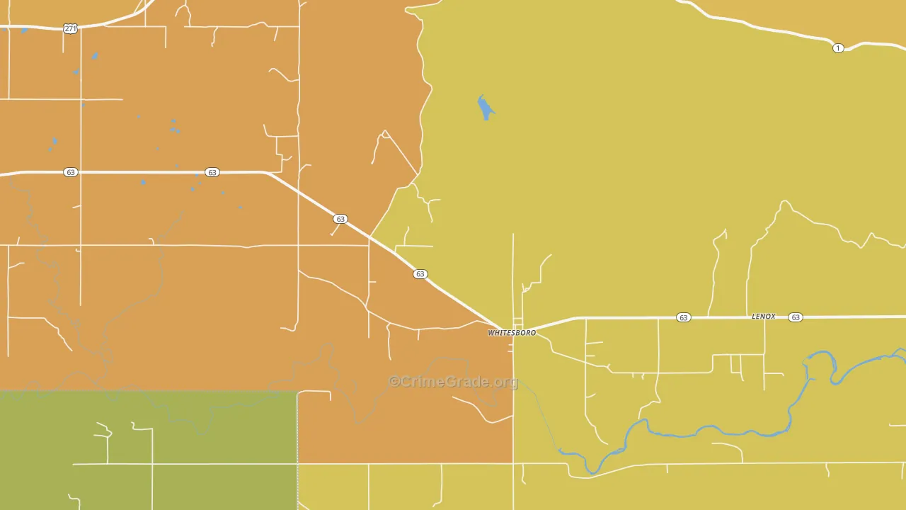Whitesboro, OK Map of Burglary Rates