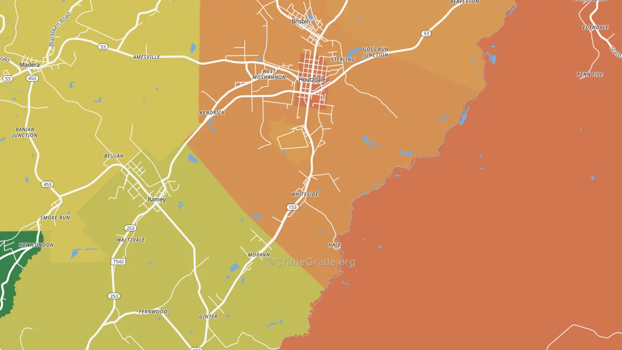 Whiteside, PA Map of Burglary Rates